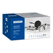 Jogo de Panelas Tramontina Solar Silicone Inox Fundo Triplo
