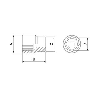 Soquete Estriado em Aço Cromo Vanadio 26 mm - Encaixe 1/2" Tramontina PRO