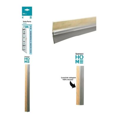 Veda Porta Com Adesivo 3m 80cm Rodo Silicone Incolor Stamaco