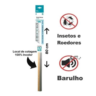 Veda Porta Com Adesivo 3m 80cm Rodo Silicone Incolor Stamaco