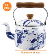 Chaleira Tradicional 16 Esmaltada Marmorizada Azul  - 1800 ml - Ewel