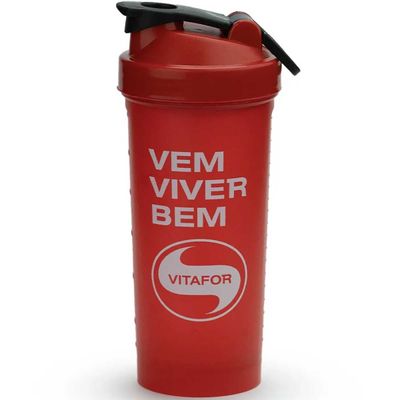 Coqueteleira Whey Vermelha Vem Viver Bem 600mL Vitafor