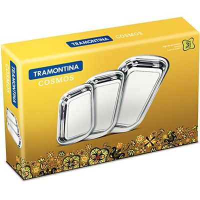 Jogo de Assadeiras Tramontina Cosmos em Aço Inox com 3 Peças