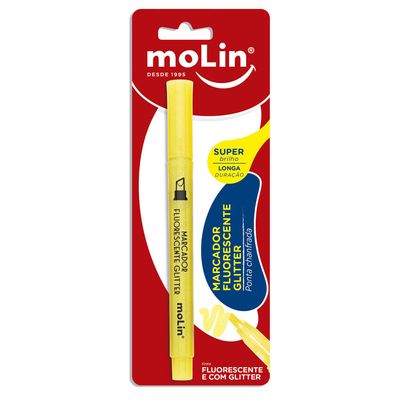 Marca Texto Pastel com Glitter Amarelo Molin UNICA