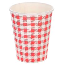 Copo de Papel Junino Silver Xadrez Vermelho 10 Unidades 270ml