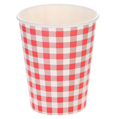 Copo de Papel Junino Silver Xadrez Vermelho 10 Unidades 270ml UNICA