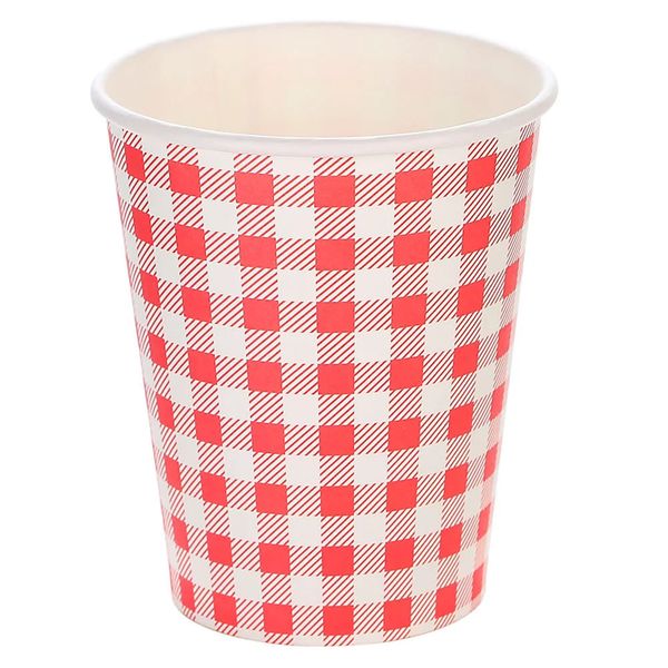 Copo de Papel Junino Silver Xadrez Vermelho 10 Unidades 270ml UNICA