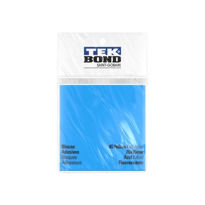 Bloco Adesivo Fluorescente Tekbond Azul com 45 Folhas 76x76mm UNICA