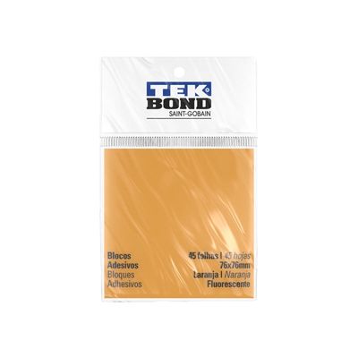 Bloco Adesivo Fluorescente Tekbond Laranja com 45 Folhas 76x76mm UNICA