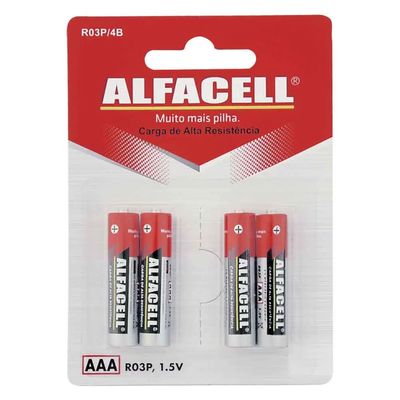 Pilha Palito de Zinco Alfacell R03P4 4 Peças UNICA