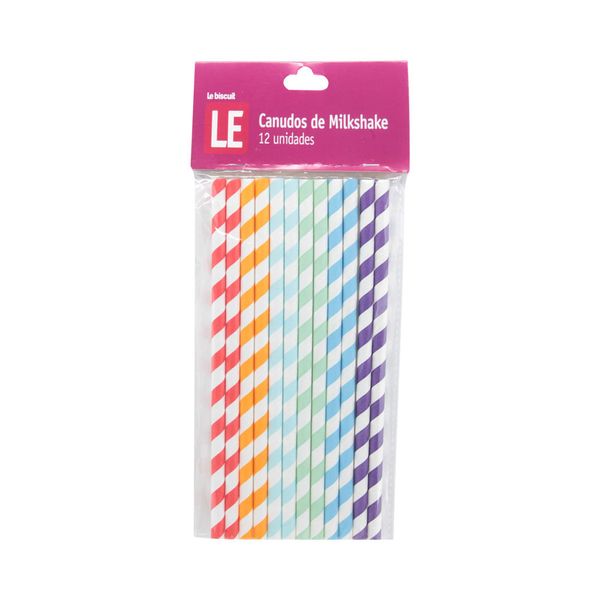Canudo de Papel Le com 12 Unidades Milkshake 8mm UNICA
