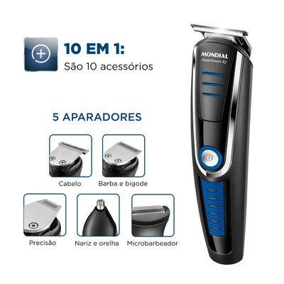 Aparador de Pelos 10 em 1 Mondial Super Groom BG03 - Bivolt UNICA