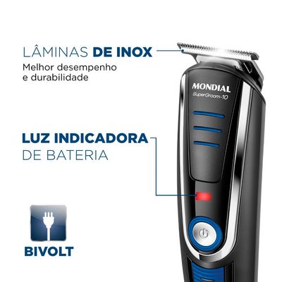 Aparador de Pelos 10 em 1 Mondial Super Groom BG03 - Bivolt UNICA