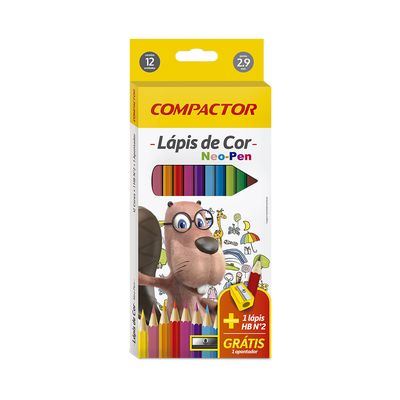 Kit Lápis de Cor Compactor Neo-Pen 12 Cores com Lápis HB e 1 Apontador UNICA