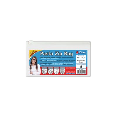 Pasta Zip Bag Chies B5 com 05 Unidades Cristal 28x14cm UNICA