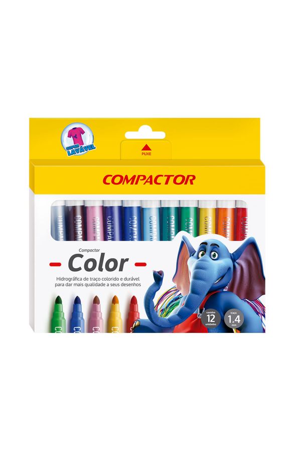 Hidrocor Compactor Marcador Color com 12 Cores UNICA