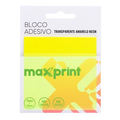 Bloco Adesivo Maxprint Neon Transparente Amarelo 88x25mm UNICA