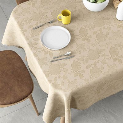 Toalha Mesa Salehtex Térmica Jacquard 1,38m x 2,00m  Bege UNICA