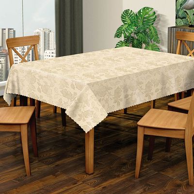 Toalha Mesa Salehtex Térmica Jacquard 1,38m x 2,00m  Bege UNICA