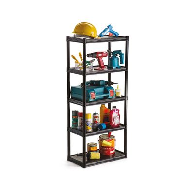Estante de Plástico Multiuso Das Plast com 5 Andares Preta 55x30x136cm UNICA