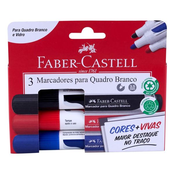 Marcador para Quadro Branco Faber-Castell Color com 3 Unidades UNICA