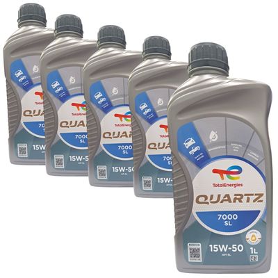 Kit 5L Óleo Motor Total Quartz 7000 15w50 SL Semissintético