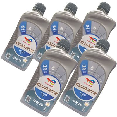 Kit 5L Óleo Motor Total Quartz 7000 15w50 SL Semissintético