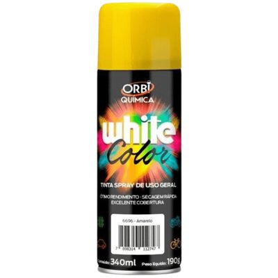 Tinta Spray Uso Geral Amarela White Color 340ml - 220g
