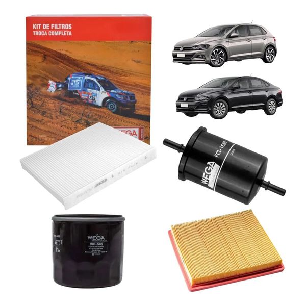 Kit de Filtros Wega Volks Polo e Virtus 1.6 16v 2017 Até 2022