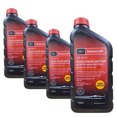Kit 4 Litros Óleo 5w20 Motorcraft Ford Linha 3 Cilindros