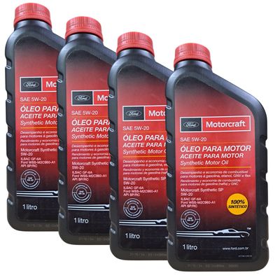 Kit 4 Litros Óleo 5w20 Motorcraft Ford Linha 3 Cilindros