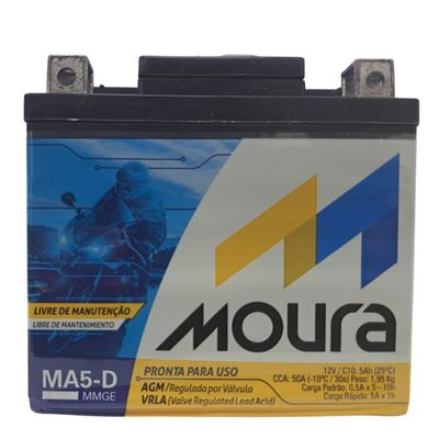 Bateria Moura Para Moto 12v 5ah CCA50A Lado Direito Positivo