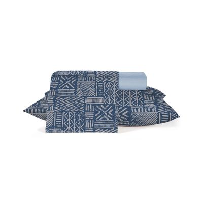 Jogo De Cama Classic Queen 4 Peças Teka Azul UN / Azul