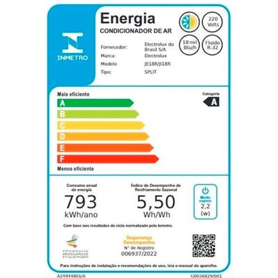 Ar-Condicionado Electrolux Inverter 18.000 BTUs Color Adapt Quente/Frio  JI18R Branco / 220V