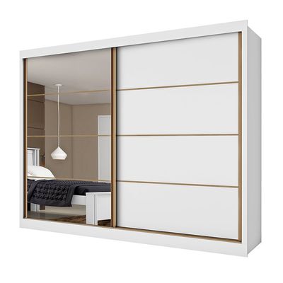 Guarda-Roupa / Roupeiro Mademarcs Sevilha, 2 Portas de Correr 6 Gavetas 100 MDF Branco
