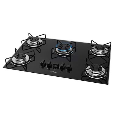 Cooktop a Gás 5 Bocas Fischer Fit Line Trempe Esmaltada Aramado 36360-102676 Preto / Bivolt