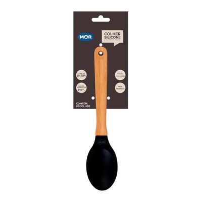 Colher Silicone e Bamboo Preto