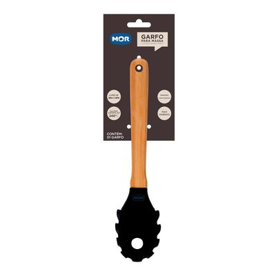 Garfo Massa Silicone e Bamboo Preto