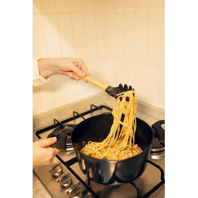Garfo Massa Silicone e Bamboo Preto
