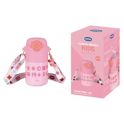 Garrafa Térmica Kids Alça Rosa 500ml