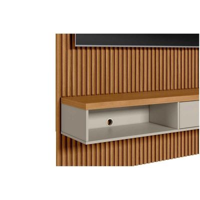Estante P- Sala Até 60 Pol Modular Ripado C- 1 Portas 1 Prat. 141x250cm Nature-off White - Linea