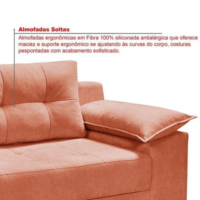 Conjunto Sofá Ibiza 3 E 2 Lugares 2,22m E 1,57m Veludo Confortável Goiaba 207
