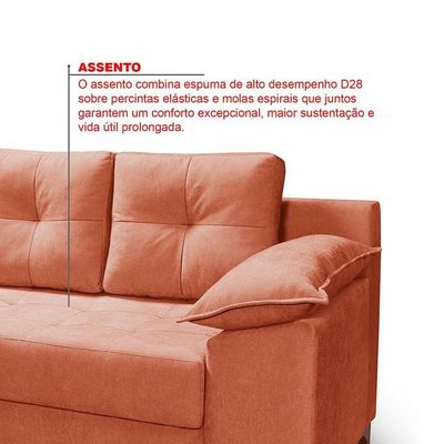 Conjunto Sofá Ibiza 3 E 2 Lugares 2,22m E 1,57m Veludo Confortável Goiaba 207