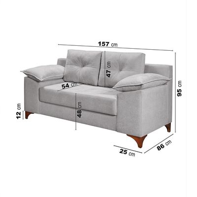 Conjunto Sofá Ibiza 3 E 2 Lugares 2,22m E 1,57m Veludo Confortável Prata 206
