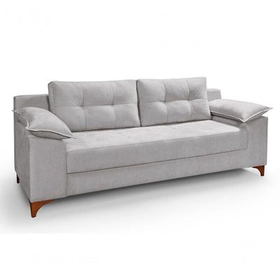 Conjunto Sofá Ibiza 3 E 2 Lugares 2,22m E 1,57m Veludo Confortável Prata 206