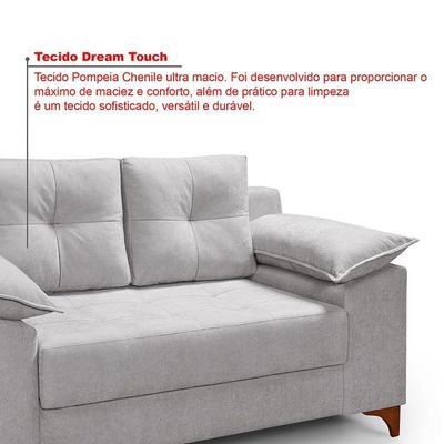 Conjunto Sofá Ibiza 3 E 2 Lugares 2,22m E 1,57m Veludo Confortável Prata 206
