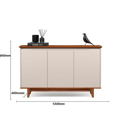 Buffet 3 Portas Flow Off White Com Freijo