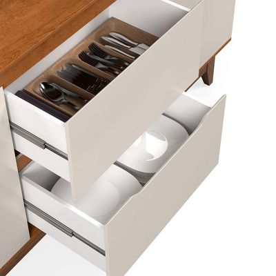 Buffet 2 Portas Flow Off White Com Freijo