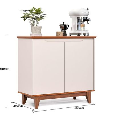 Buffet 02 Portas Sem Gaveta Flow Off White Com Freijo