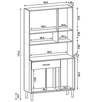Armário De Cozinha Compacta 90cm Bruna Z06 Nogueira/off White/ripado - Mpozenato